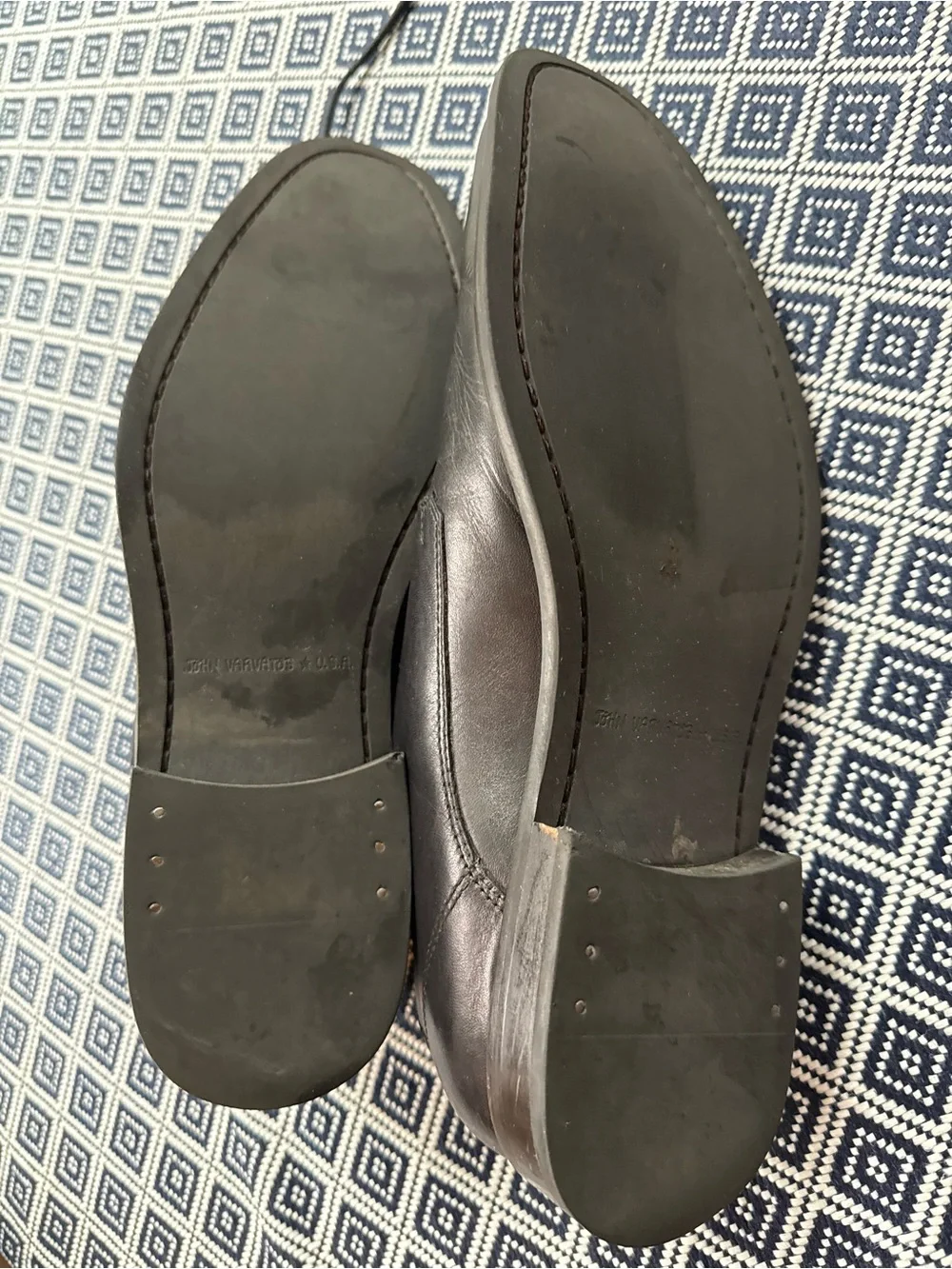 John Varvatos Black Leather Derby Lace-Up Shoes